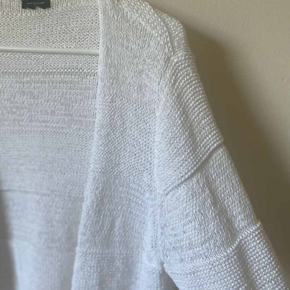 Ann Taylor White Textured Cardigan - Picture 3 of 7